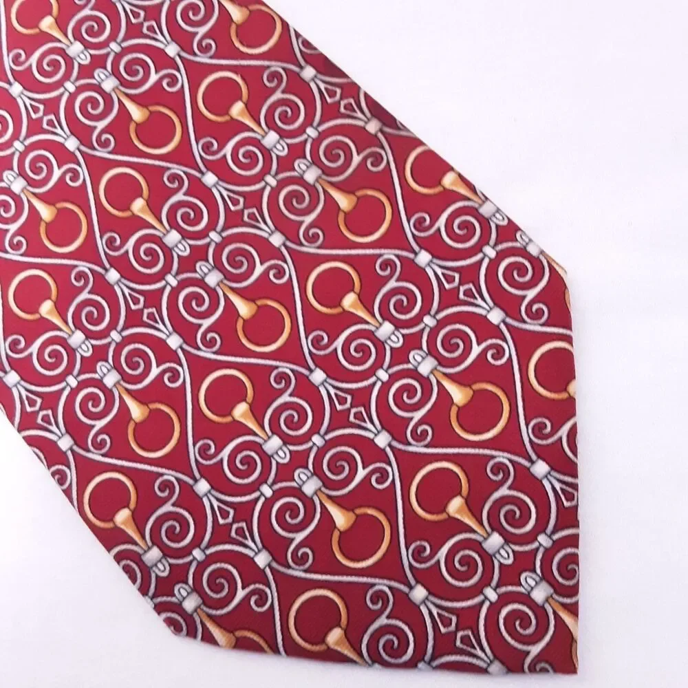 Vintage Paolo Gucci Designed Men’s Rust Silver Gold Ornate Necktie